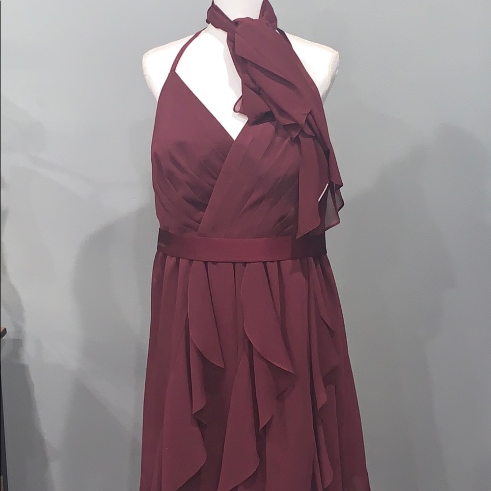 Short Chiffon Bridesmaid Dress with Cascade Skirt